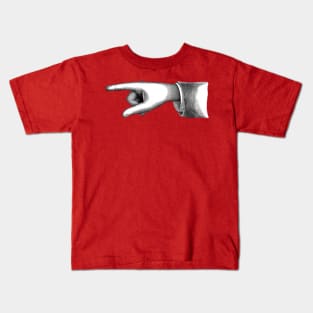 Steampunk Retro Hand and Finger Pointing Left Kids T-Shirt